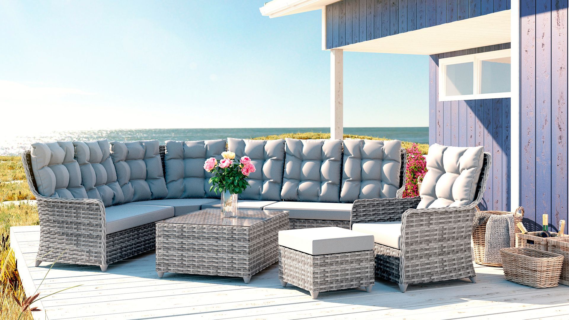 Rattan patio lounger cheap