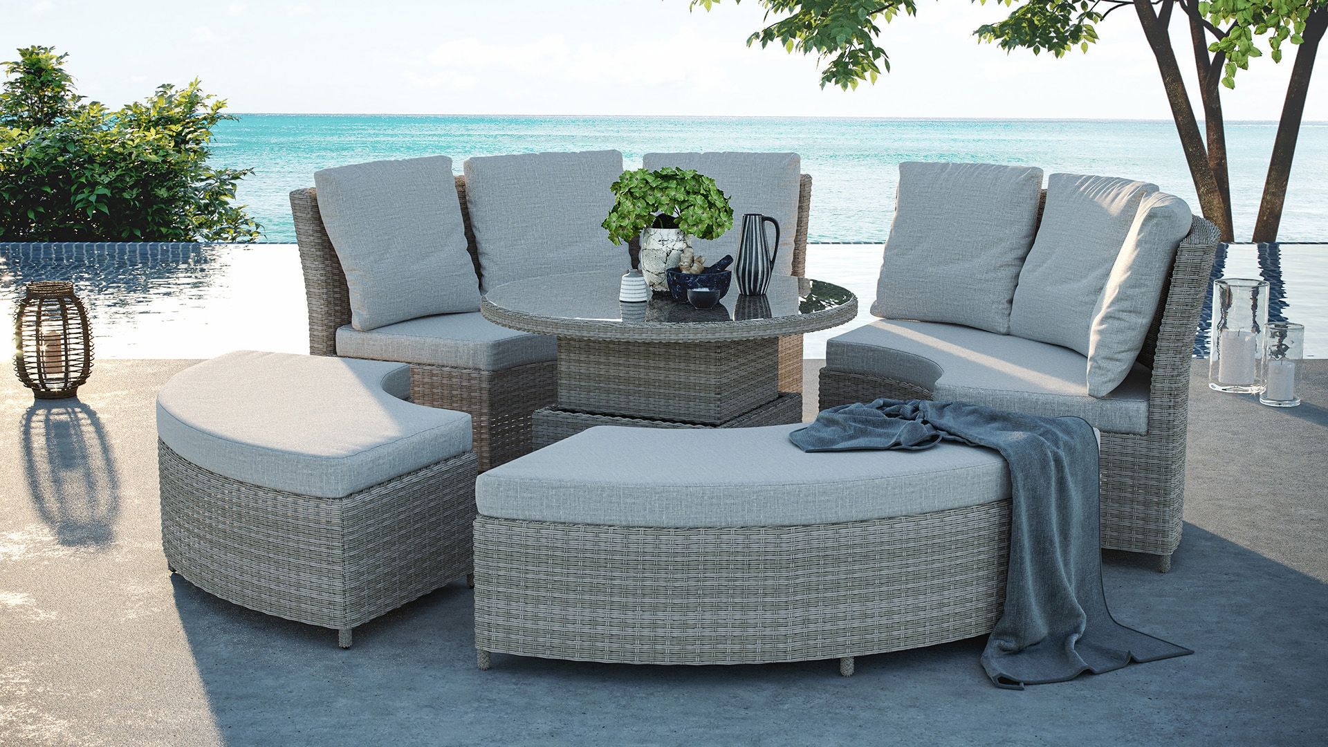 Monaco 5 piece shop rattan cube set