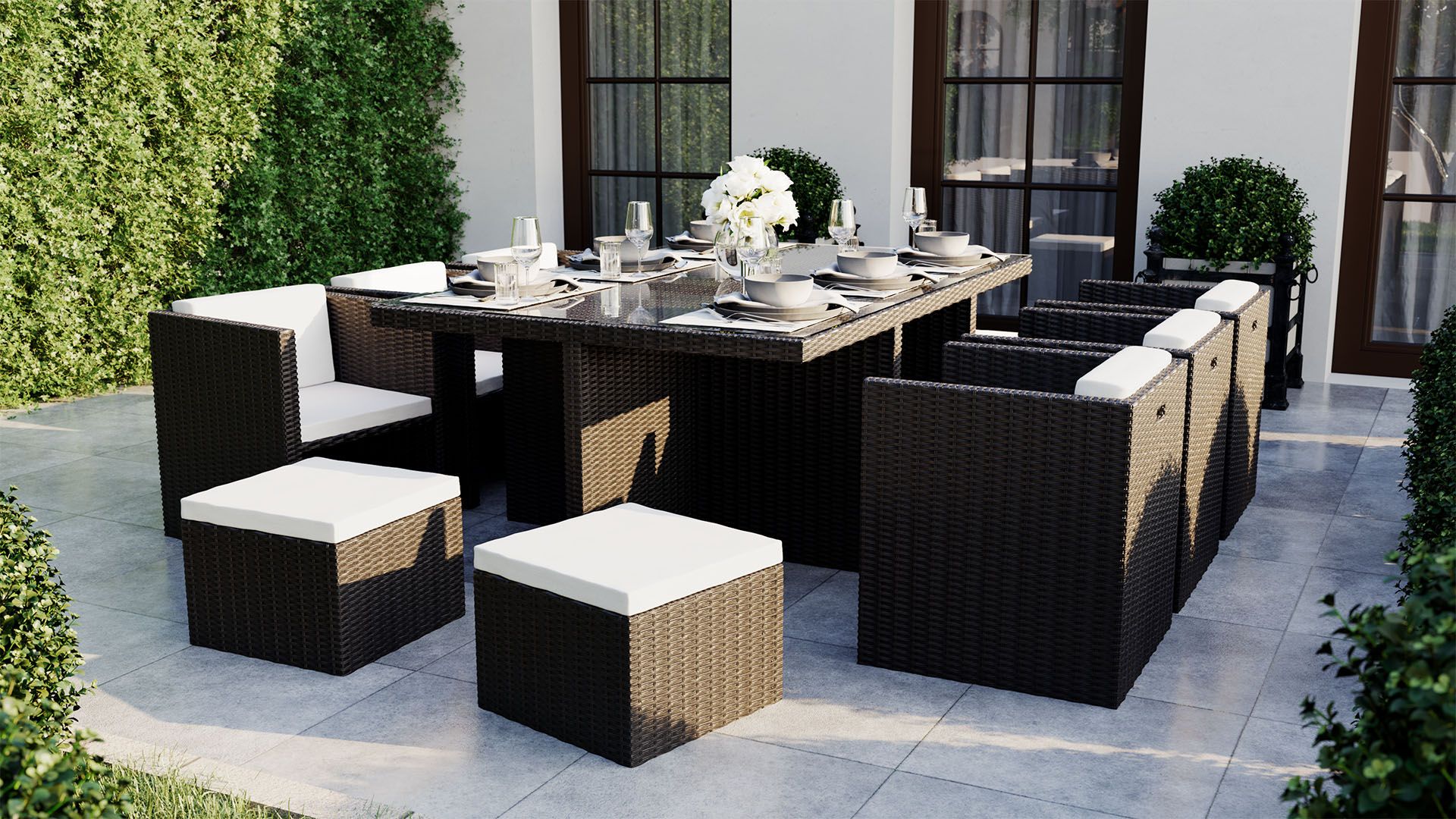 11 piece rattan cube hot sale garden furniture grey