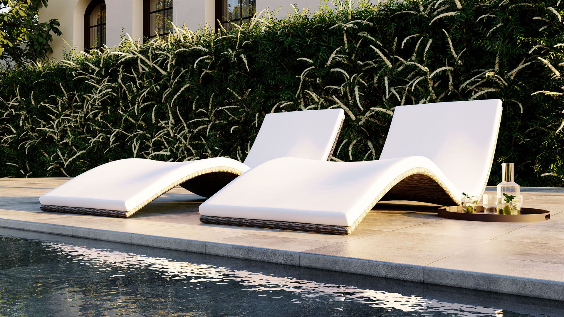 White outdoor chaise hot sale