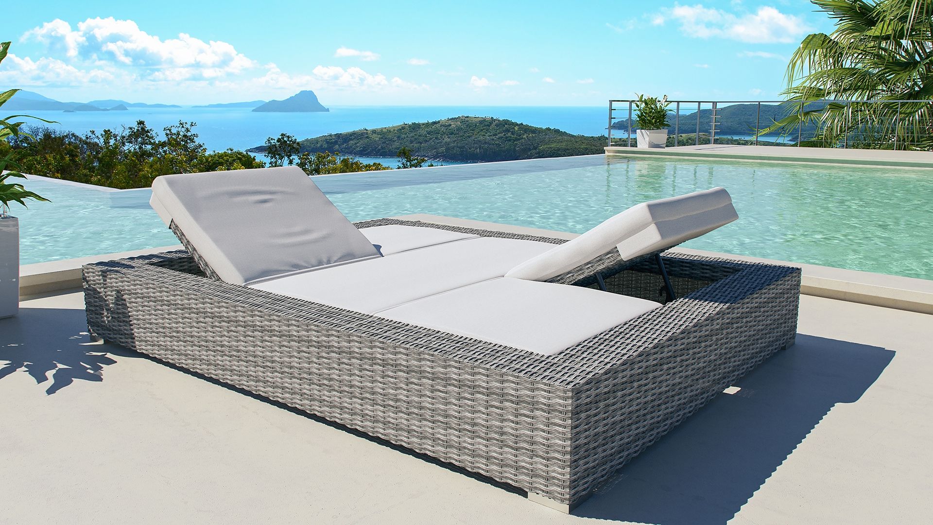 Double top rattan lounger