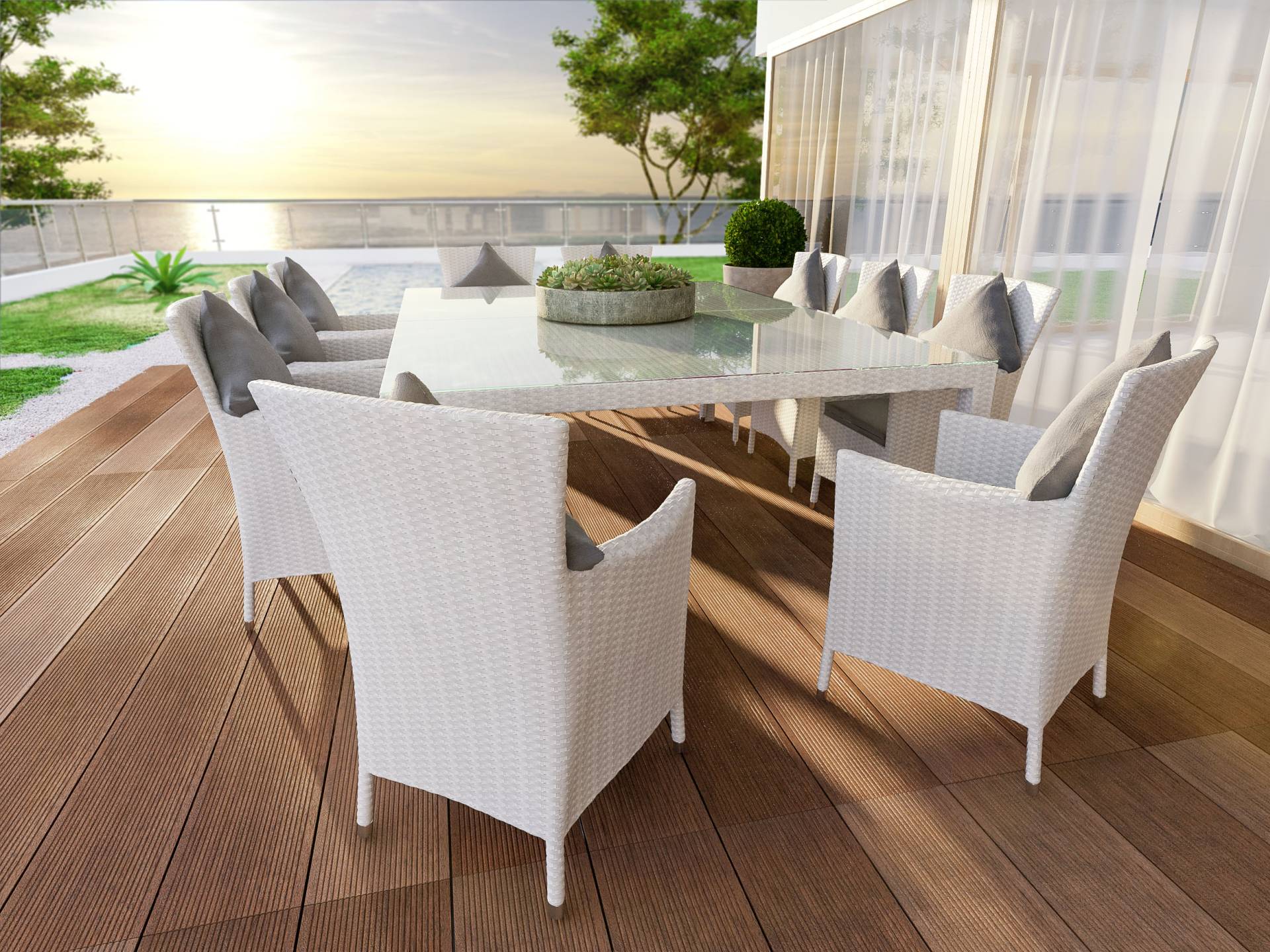 Rattan Dining Table Set Ceres Max