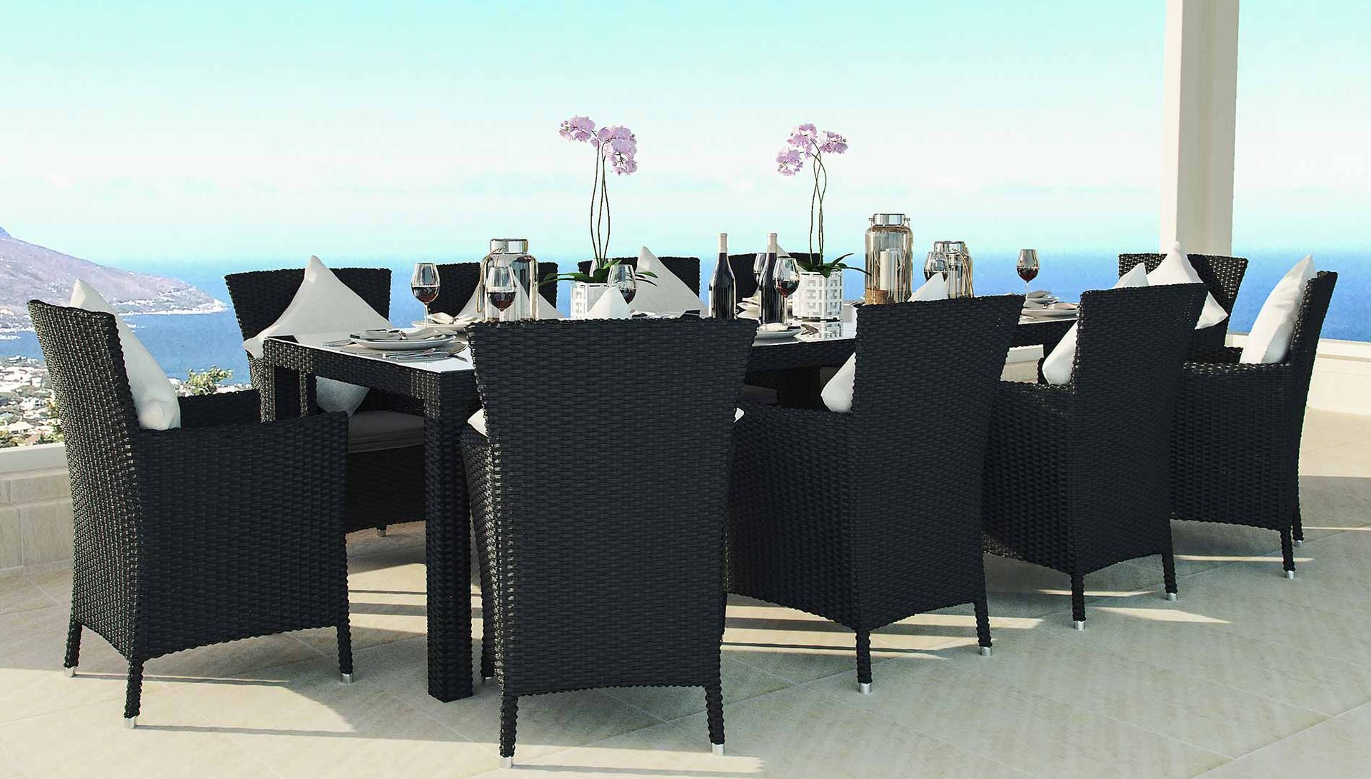 Rattan Dining Table Set Ceres XXL