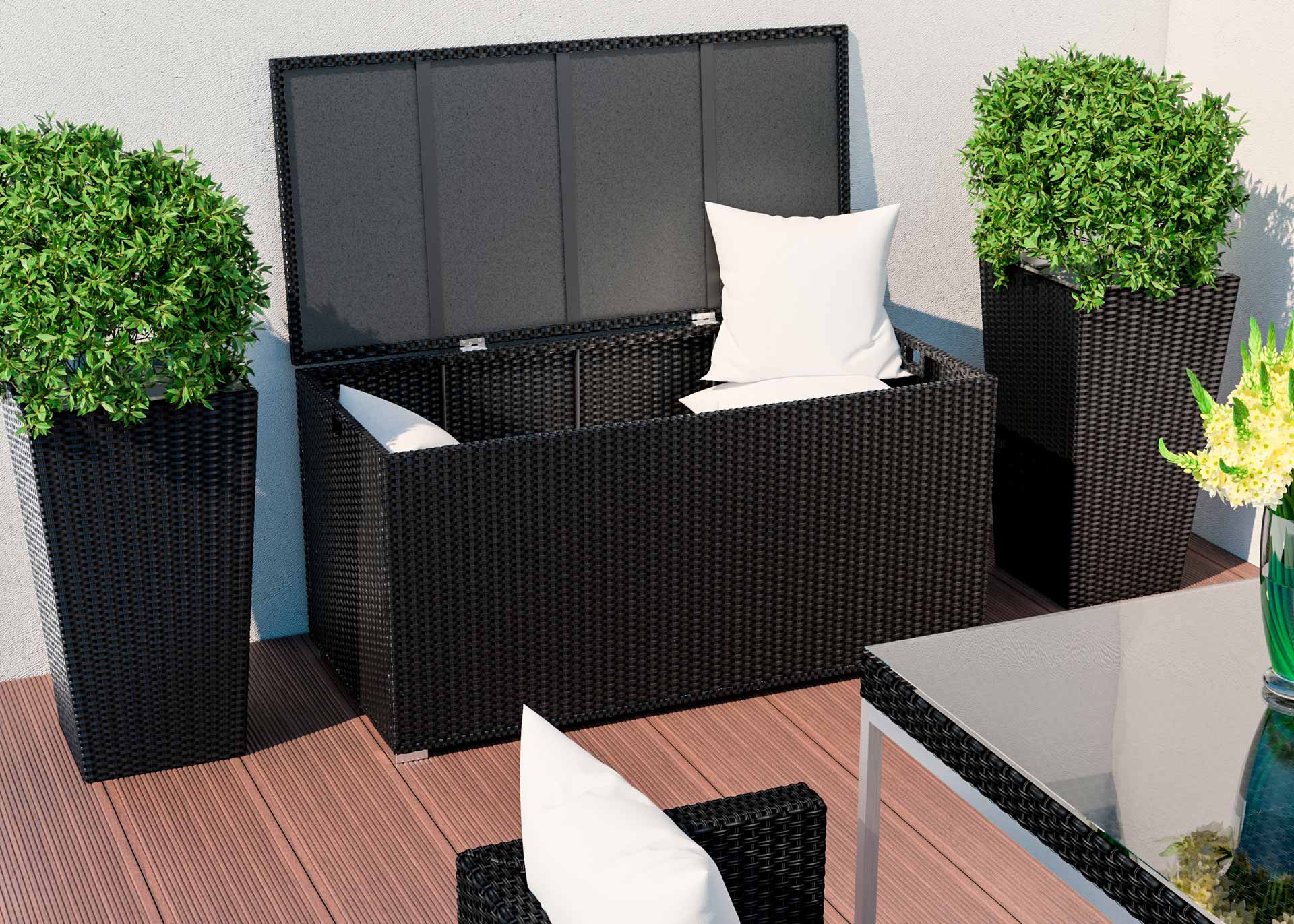 rattan storage box with weather-proof cover Corlicante M