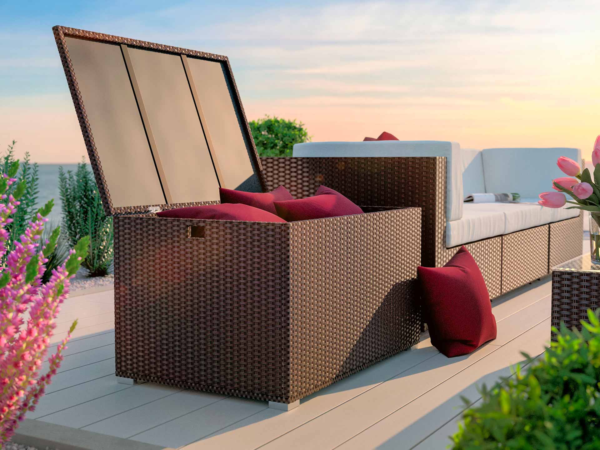 rattan storage box with weather-proof cover Corlicante S