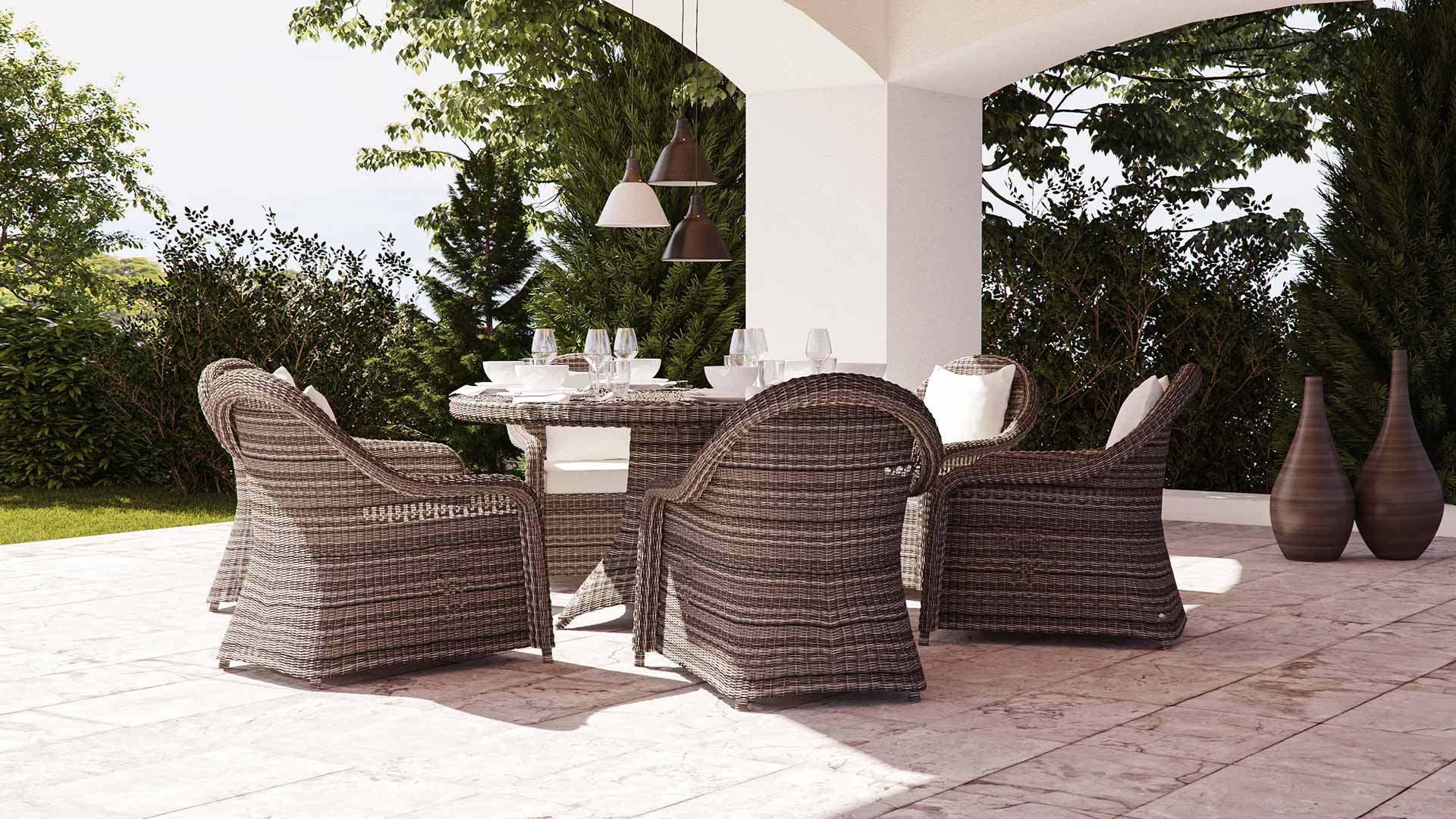 Round Rattan Dining Set Elaya M