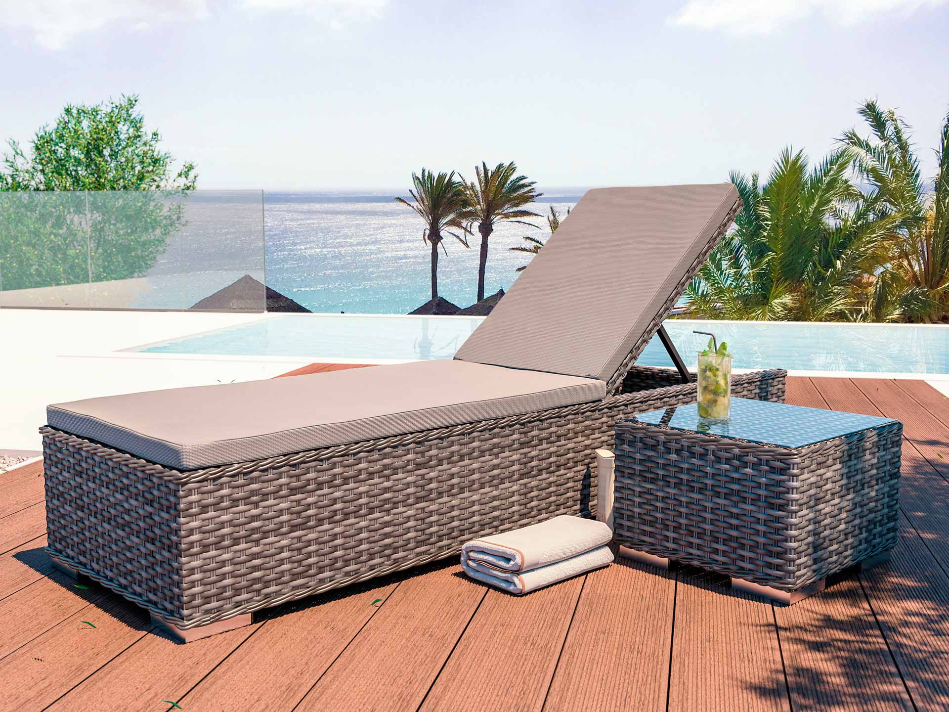 Rattan garden lounger Ely S