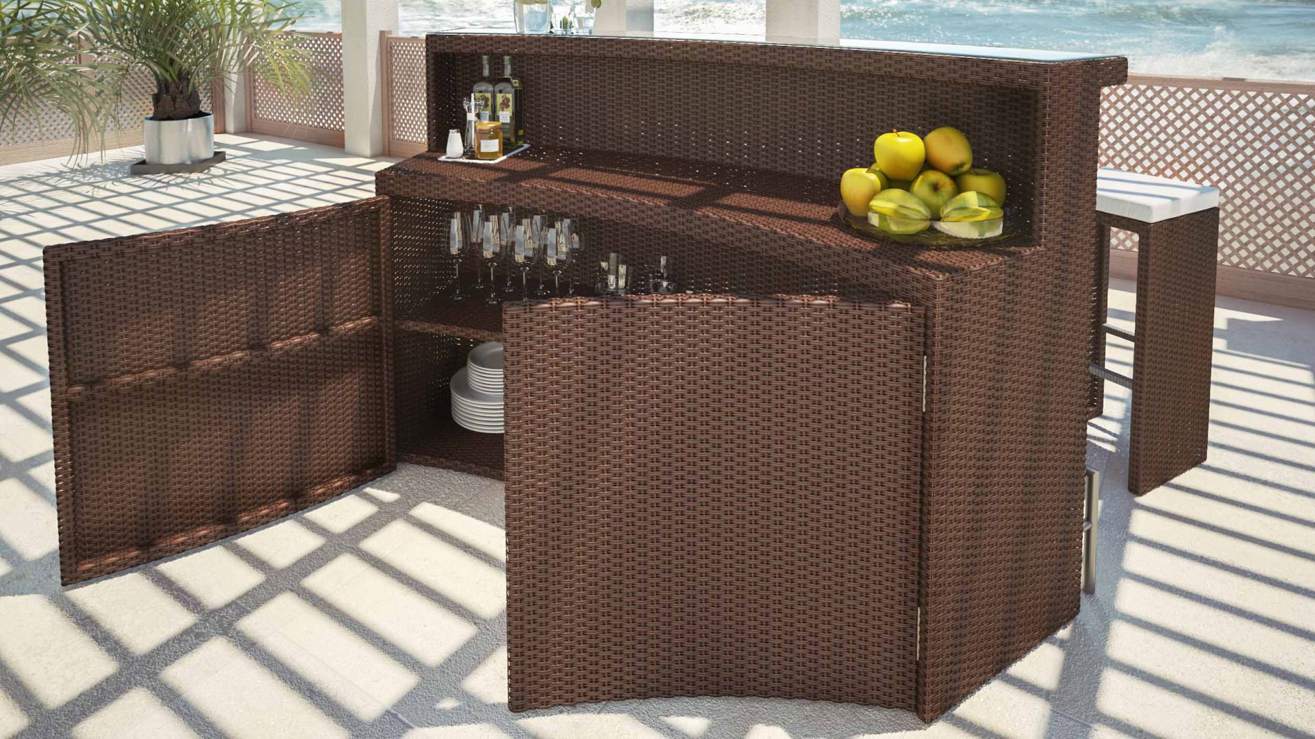 Rattan Bar Set Flamario
