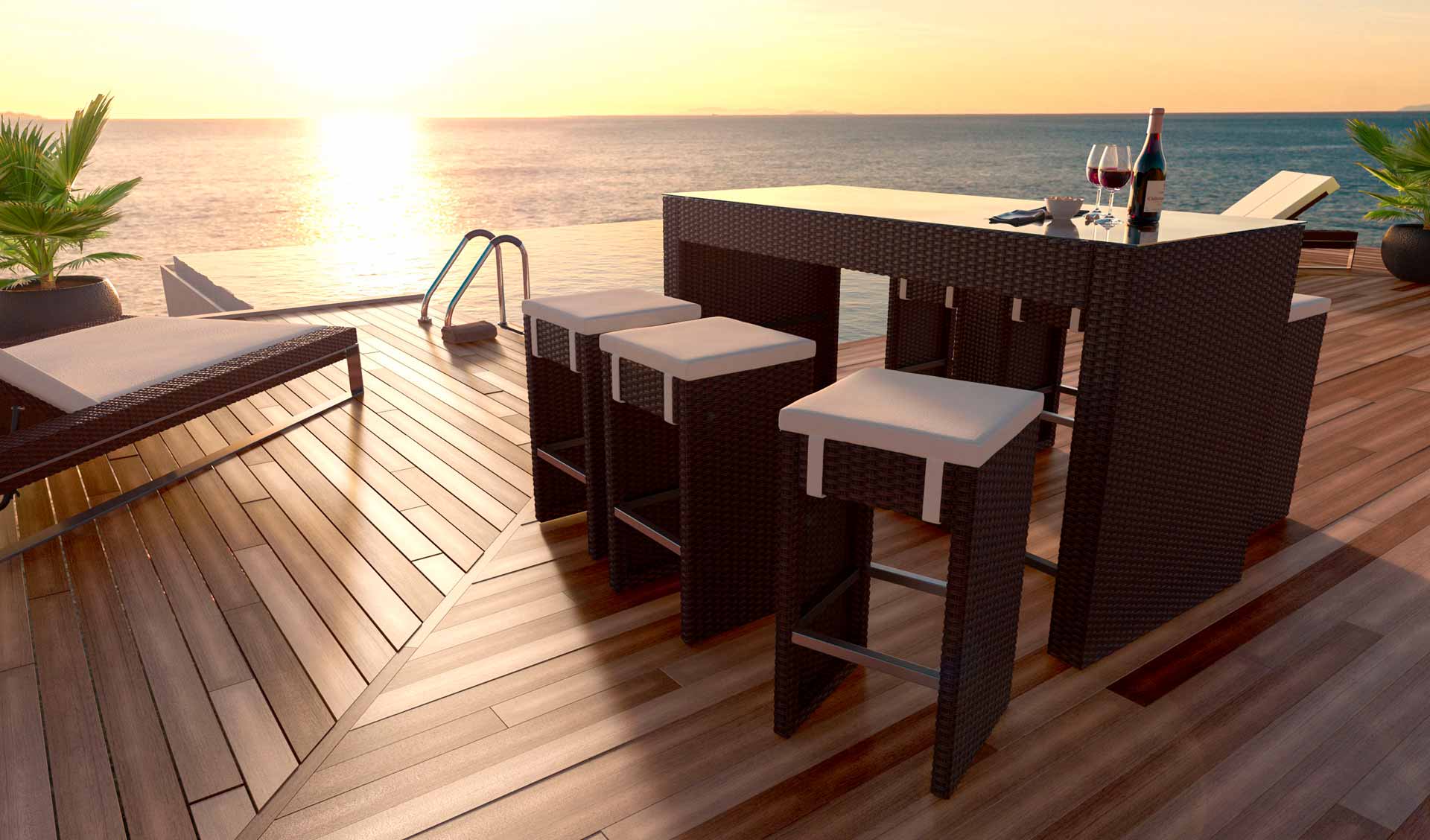 Rattan Bar Set Flamingo M