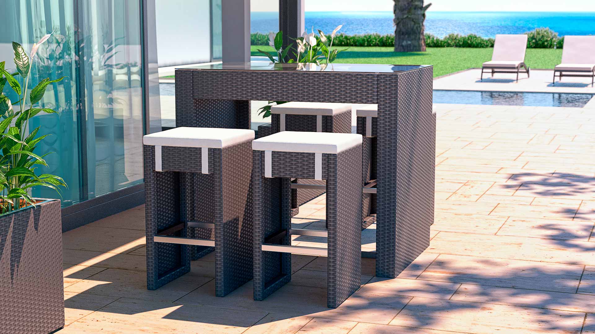 Rattan Bar Set Flamingo S