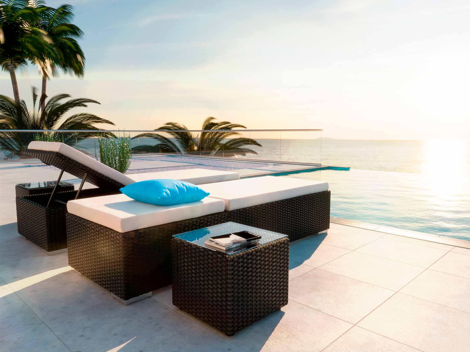 2x loungers with 2x side table Likris L