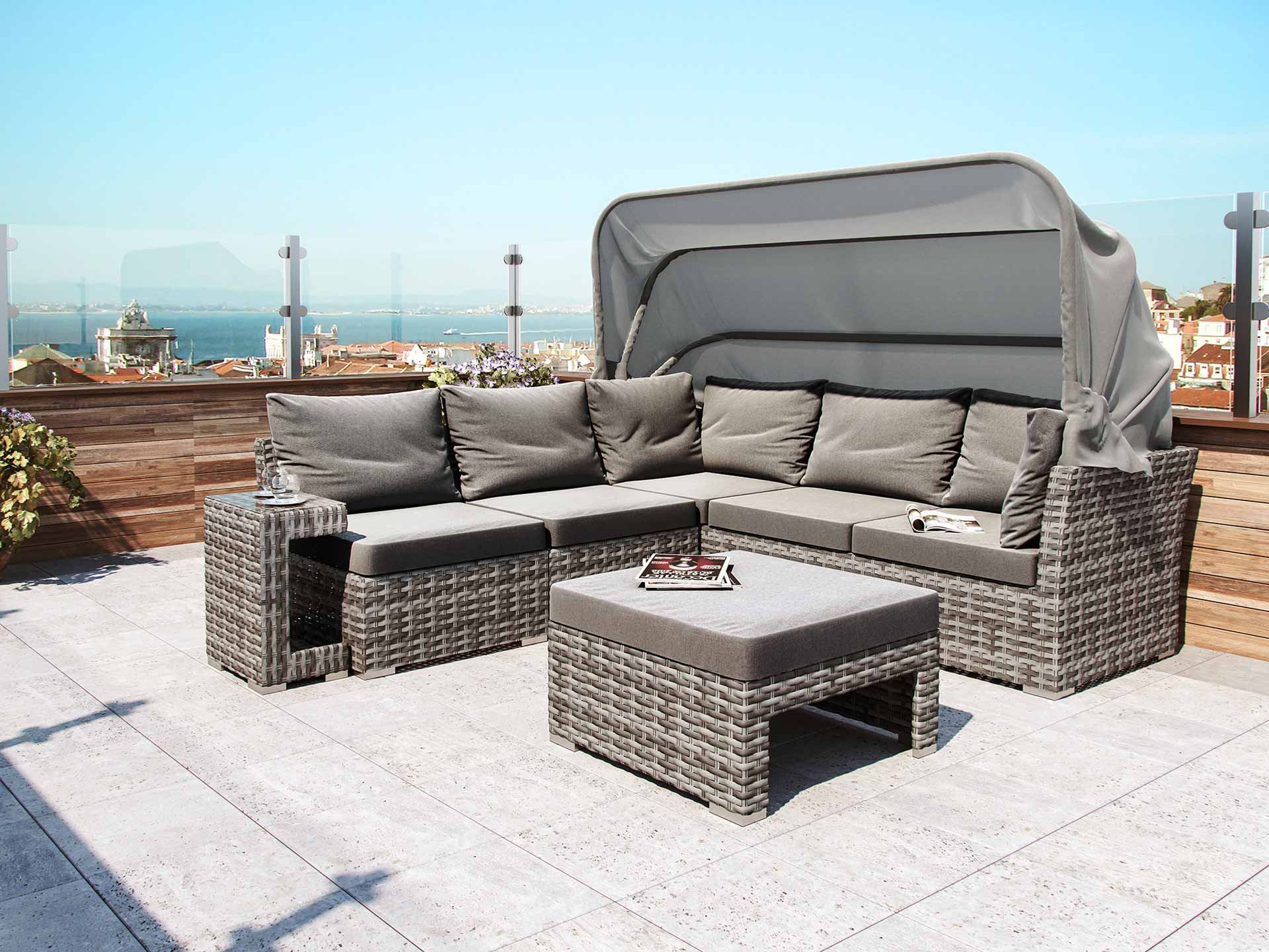 rattan Sun Lounger Noah