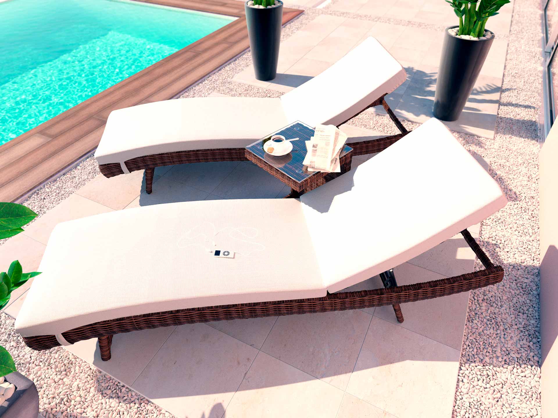 2 loungers with side table Ulli L